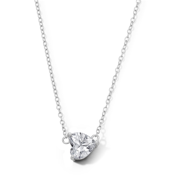 Sterling Silver CZ Forzatina Sideways Heart Necklace - 16" + 2"