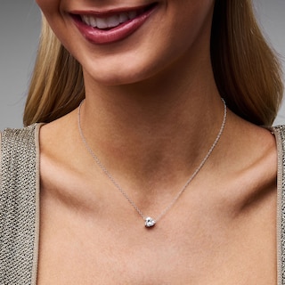 Sterling Silver CZ Forzatina Sideways Heart Necklace - 16" + 2"