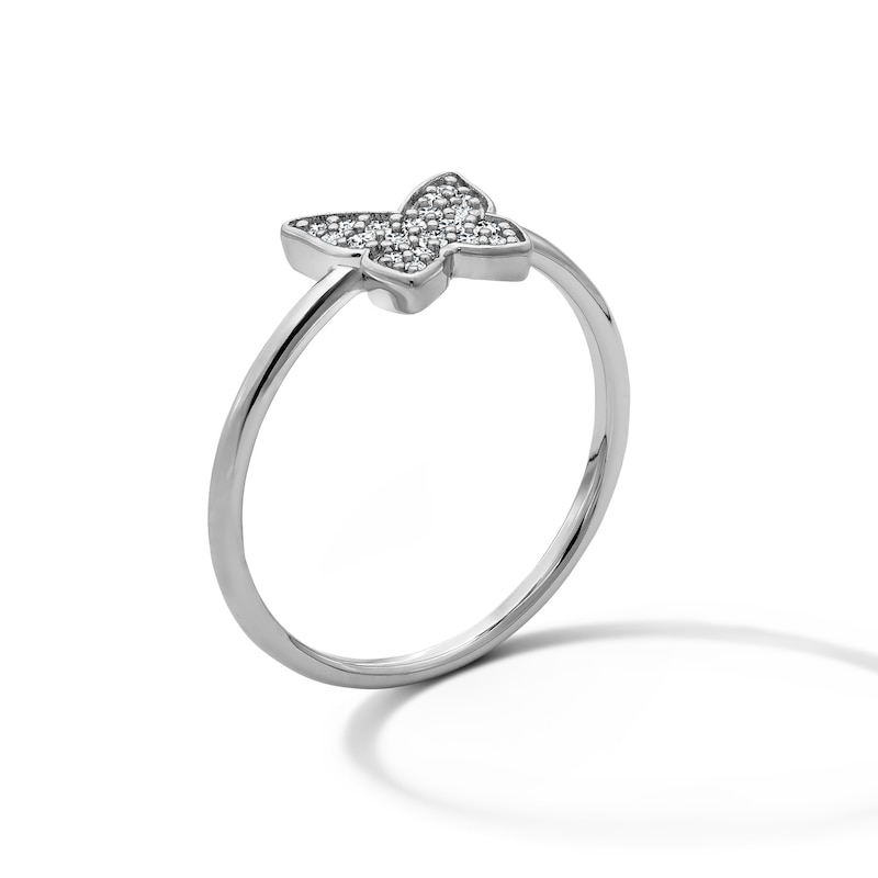 Main Image 5 of Solid Sterling Silver CZ Butterfly Ring - Size 7