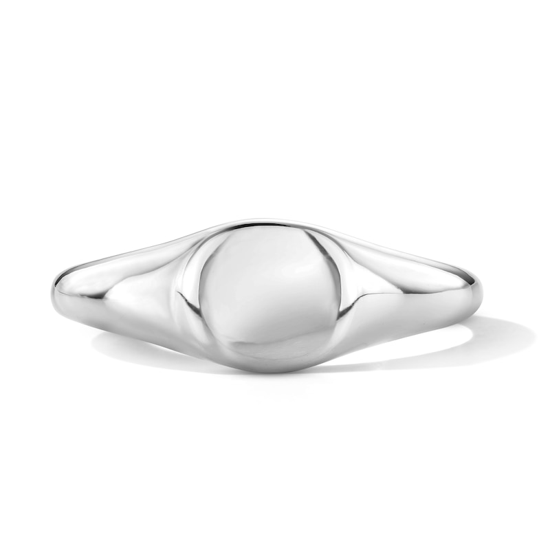 Main Image 1 of Solid Sterling Silver Button Signet Ring - Size 7