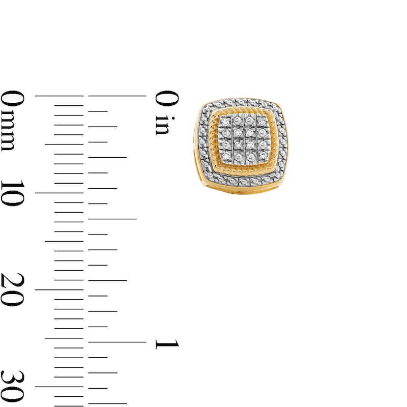 Main Image 2 of 14K Gold Plated 1/20 CT. T.W. Lab-Grown Diamond Cushion Frame Studs