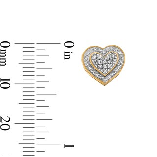 14K Gold Plated 1/20 CT. T.W. Lab-Grown Diamond Heart Frame Studs