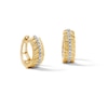 Thumbnail Image 1 of 14K Gold Plated 1/20 CT. T.W. Lab-Grown Diamond Single Row Textured Huggie Hoops