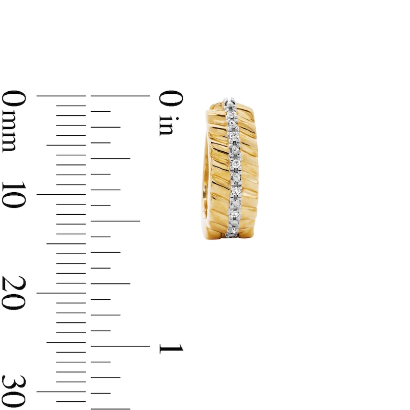 Main Image 2 of 14K Gold Plated 1/20 CT. T.W. Lab-Grown Diamond Single Row Textured Huggie Hoops