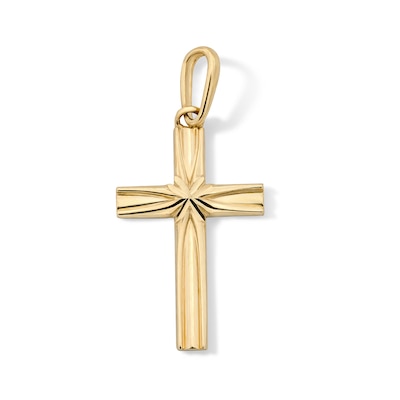 10K Solid Gold Mini Beveled Cross Charm