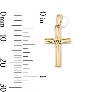10K Solid Gold Mini Beveled Cross Charm
