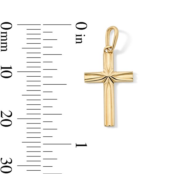 10K Solid Gold Mini Beveled Cross Charm