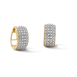 14K Gold Plated 1/20 CT. T.W. Lab-Grown Diamond Four Row Huggie Hoops