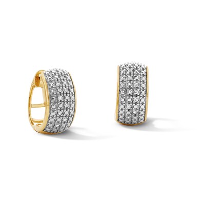 14K Gold Plated 1/20 CT. T.W. Lab-Grown Diamond Four Row Huggie Hoops