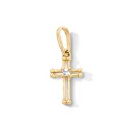 10K Solid Gold CZ Center Mini Open Cross Charm