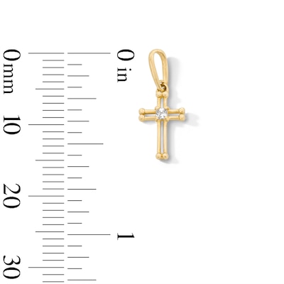10K Solid Gold CZ Center Mini Open Cross Charm