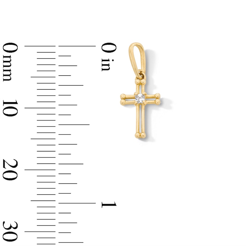Main Image 2 of 10K Solid Gold CZ Center Mini Open Cross Charm