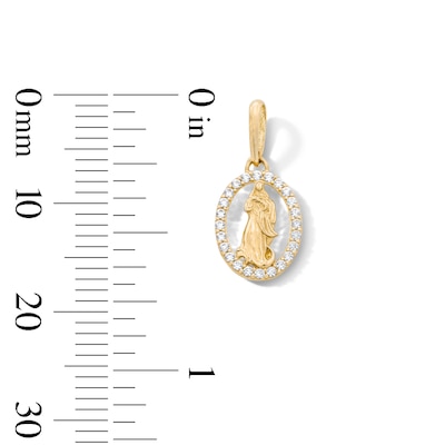 10K Solid Gold CZ Mini Oval Our Lady of Guadalupe Charm