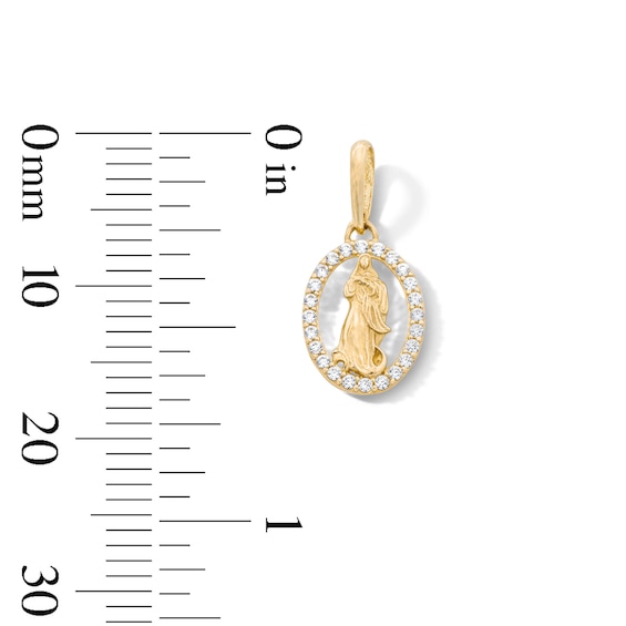 10K Solid Gold CZ Mini Oval Our Lady of Guadalupe Charm