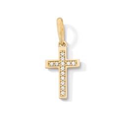 10K Solid Gold CZ Mini Cross Charm
