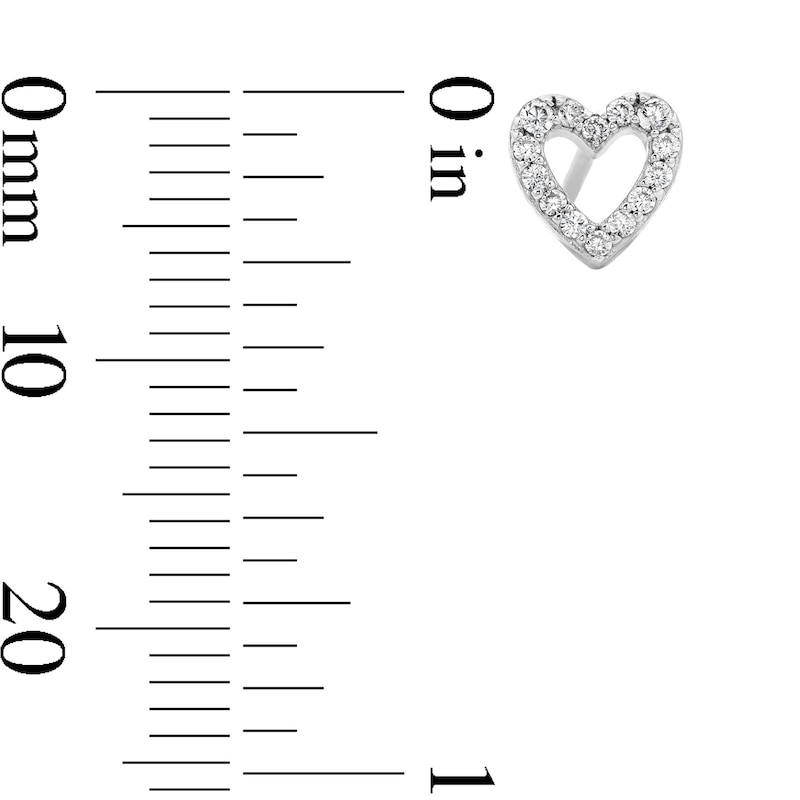 Main Image 2 of Solid Sterling Silver CZ Heart Outline Studs