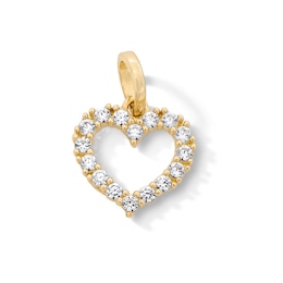 10K Solid Gold CZ Mini Heart Outline Charm