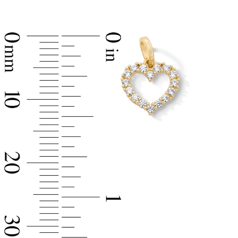 Main Image 2 of 10K Solid Gold CZ Mini Heart Outline Charm