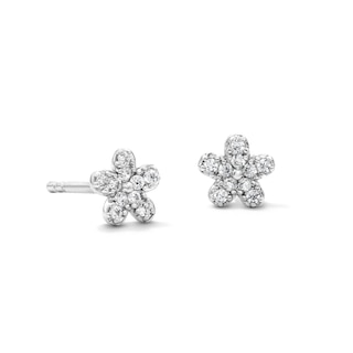 Solid Sterling Silver CZ Flower Studs