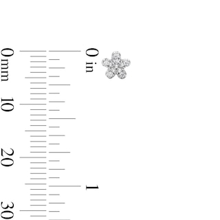 Solid Sterling Silver CZ Flower Studs