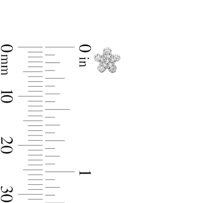 Solid Sterling Silver CZ Flower Studs