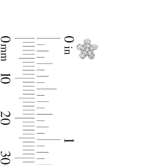 Solid Sterling Silver CZ Flower Studs