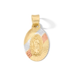 10K Tri-Tone Solid Gold Mini Our Lady of Guadalupe Charm