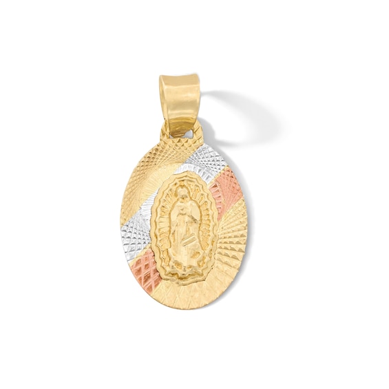 10K Tri-Tone Solid Gold Mini Our Lady of Guadalupe Charm