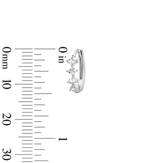 Solid Sterling Silver Princess-Cut CZ Huggie Hoops