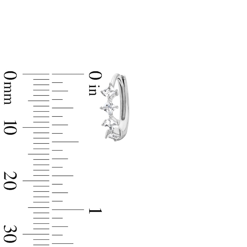 Main Image 2 of Solid Sterling Silver Princess-Cut CZ Huggie Hoops