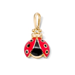 Solid 10K Gold Red & Black Enamel Ladybug Charm