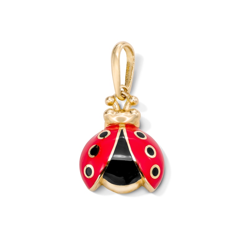 Main Image 1 of Solid 10K Gold Red & Black Enamel Ladybug Charm