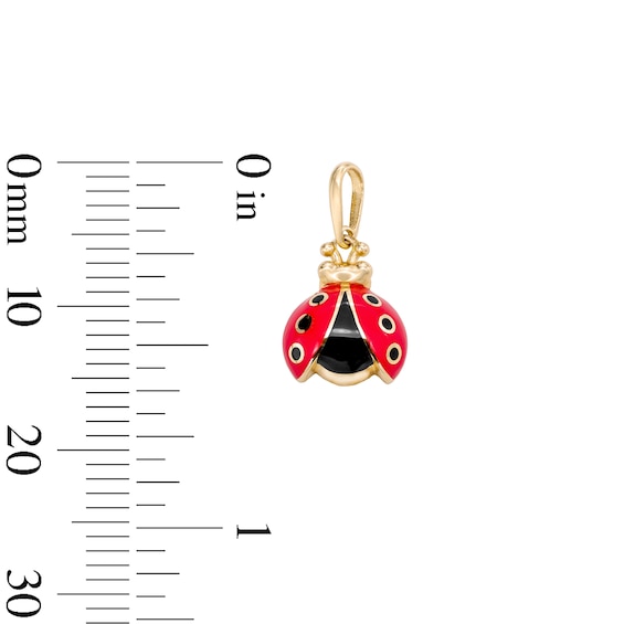 10K Solid Gold Enamel Ladybug Charm