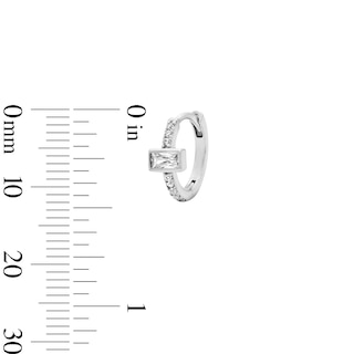 Solid Sterling Silver CZ Emerald Hoops