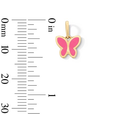 10K Solid Gold Pink Enamel Mini Butterfly Charm