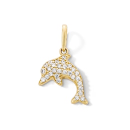 10K Solid Gold CZ Mini Dolphin Charm