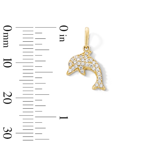 10K Solid Gold CZ Mini Dolphin Charm