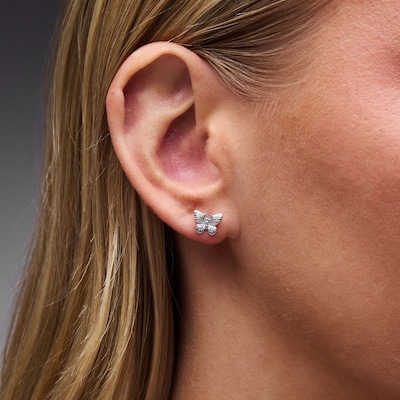 Solid Sterling Silver Textured Butterfly Studs