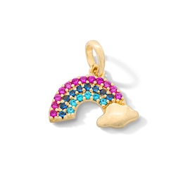 10K Solid Gold Pink, Blue and Turquoise Mini Rainbow Charm