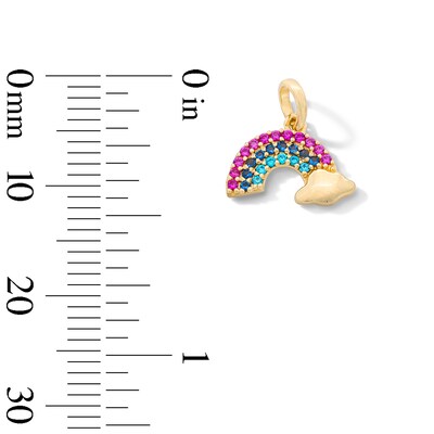 10K Solid Gold Pink, Blue and Turquoise Mini Rainbow Charm