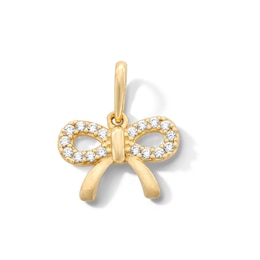 10K Solid Gold CZ Mini Bow Charm