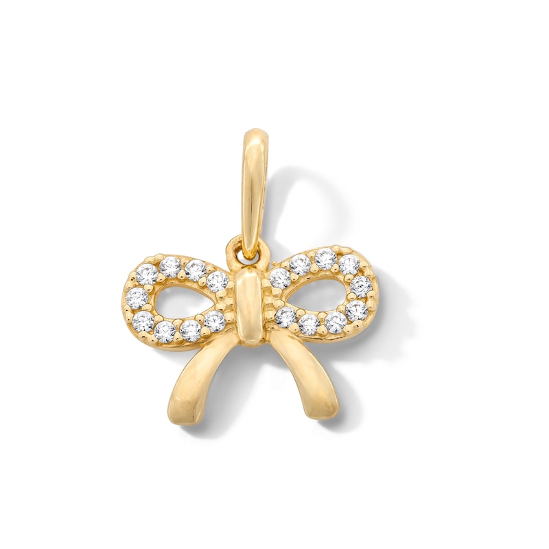 10K Solid Gold CZ Mini Bow Charm
