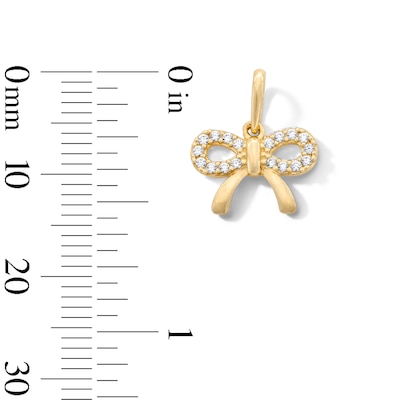 10K Solid Gold CZ Mini Bow Charm