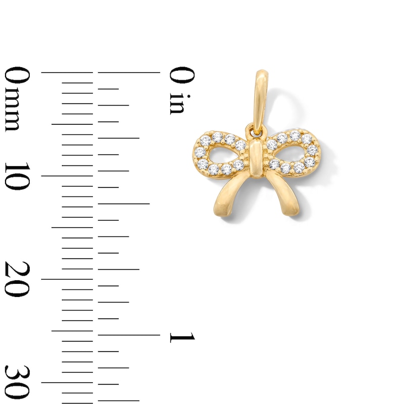 10K Solid Gold CZ Mini Bow Charm