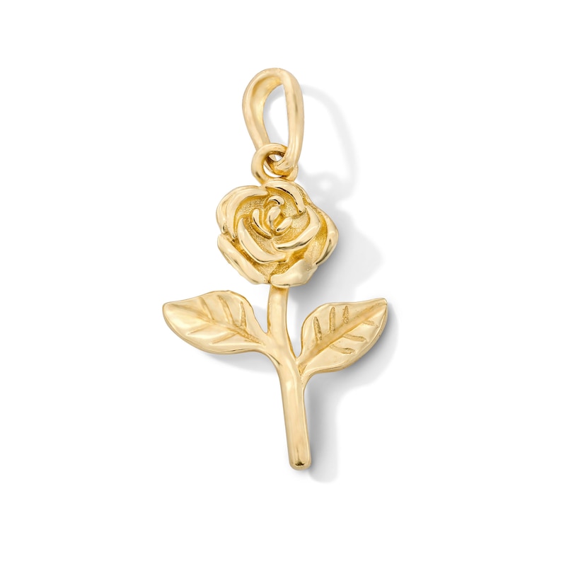 Main Image 1 of 10K Solid Gold Mini Rose Charm