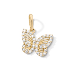 10K Solid Gold CZ Mini Butterfly Charm