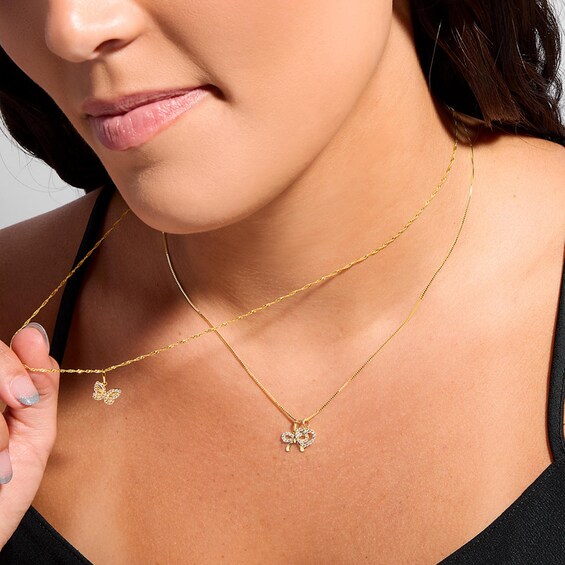 10K Solid Gold CZ Mini Butterfly Charm