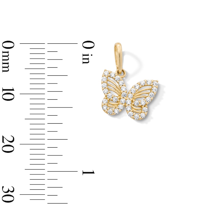 10K Solid Gold CZ Mini Butterfly Charm