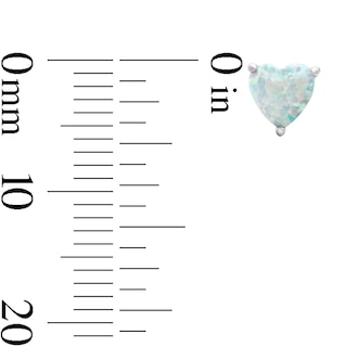 Solid Sterling Silver Simulated Opal Heart Studs