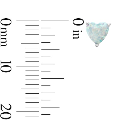 Solid Sterling Silver Simulated Opal Heart Studs